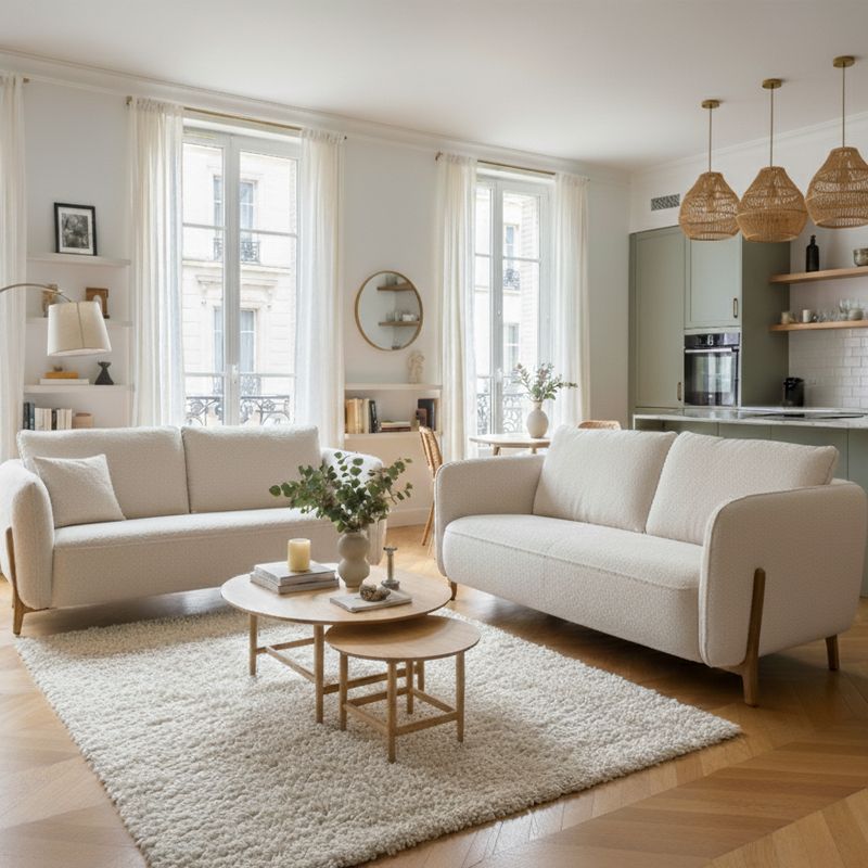 Canapé droit en tissu LUANA