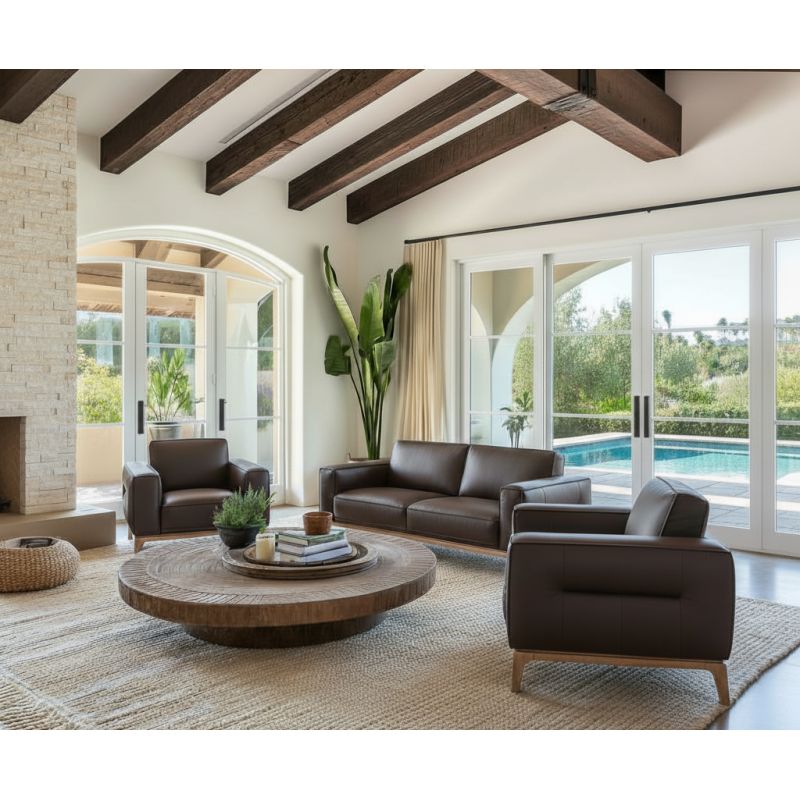 Canapé droit en cuir ELIO