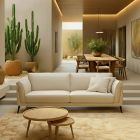 Canapé droit en cuir MICHA Canapé droit en cuir MICHA