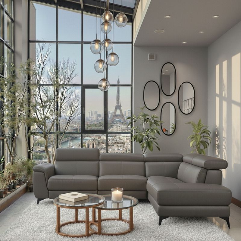 Canapé d'angle relax en cuir MARCUS