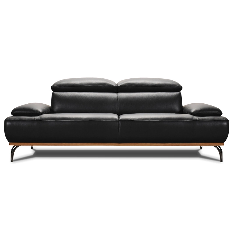 Canapé droit en cuir BURLEY BASE BOIS Canapé droit en cuir BURLEY BASE BOIS