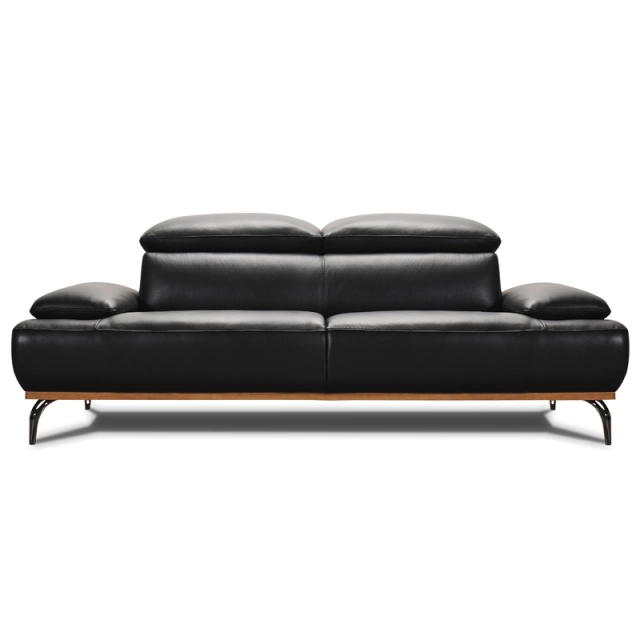 Canapé droit en cuir BURLEY BASE BOIS Canapé droit en cuir BURLEY BASE BOIS