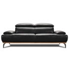 Canapé droit en cuir BURLEY BASE BOIS Canapé droit en cuir BURLEY BASE BOIS