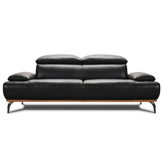 Canapé droit en cuir BURLEY BASE BOIS