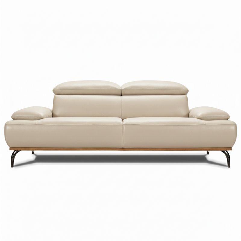 Canap&eacute; droit en cuir BURLEY BASE BOIS