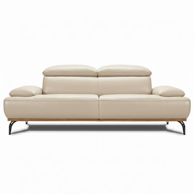 Canap&eacute; droit en cuir BURLEY BASE BOIS