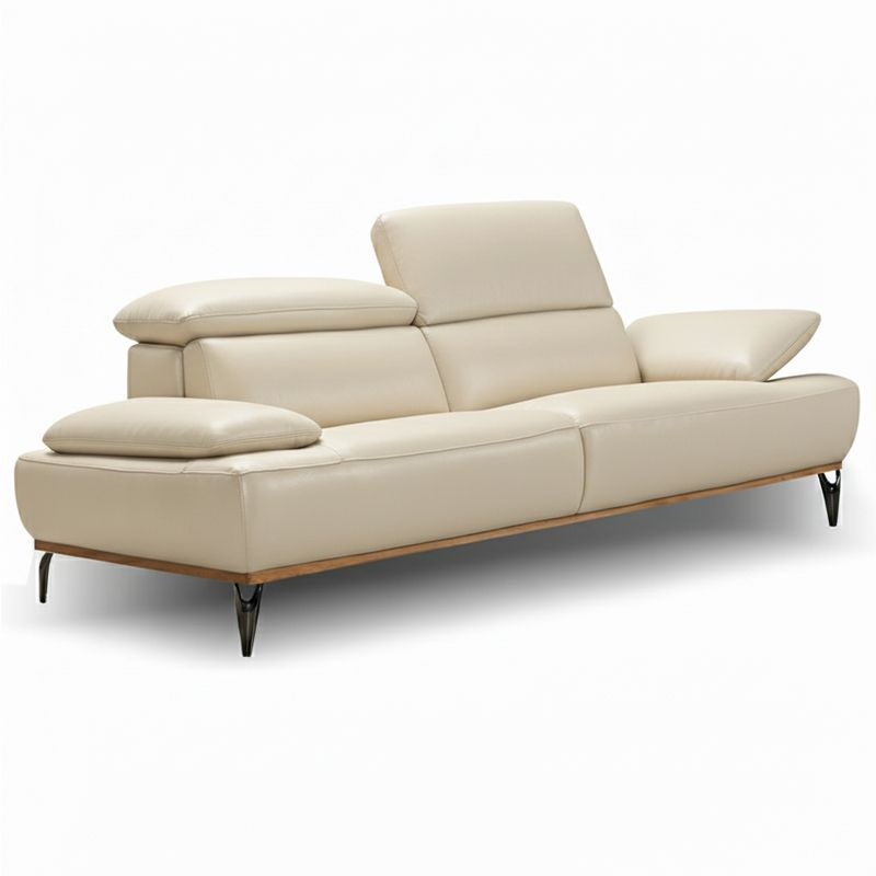 Canap&eacute; droit en cuir BURLEY BASE BOIS