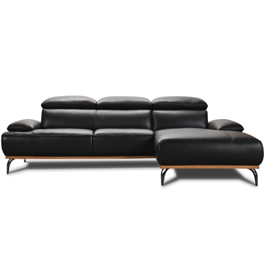 Canapé d\'angle en cuir BURLEY BASE BOIS