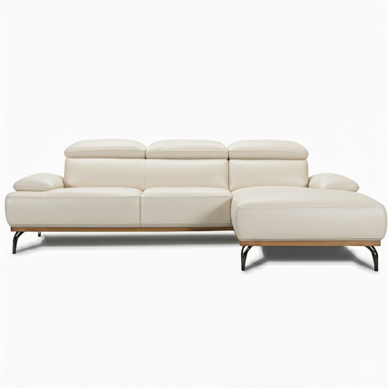 Canapé d'angle en cuir BURLEY BASE BOIS Canapé d'angle en cuir BURLEY BASE BOIS