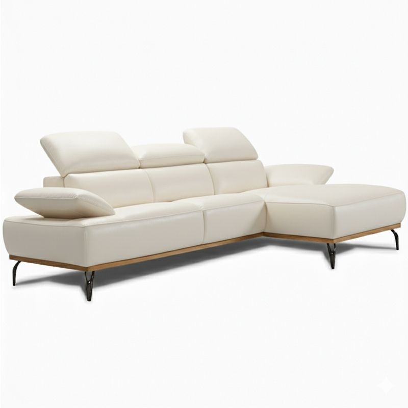 Canapé d'angle en cuir BURLEY BASE BOIS Canapé d'angle en cuir BURLEY BASE BOIS