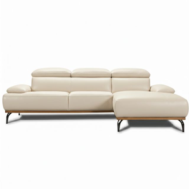 Canap&eacute; d'angle en cuir BURLEY BASE BOIS