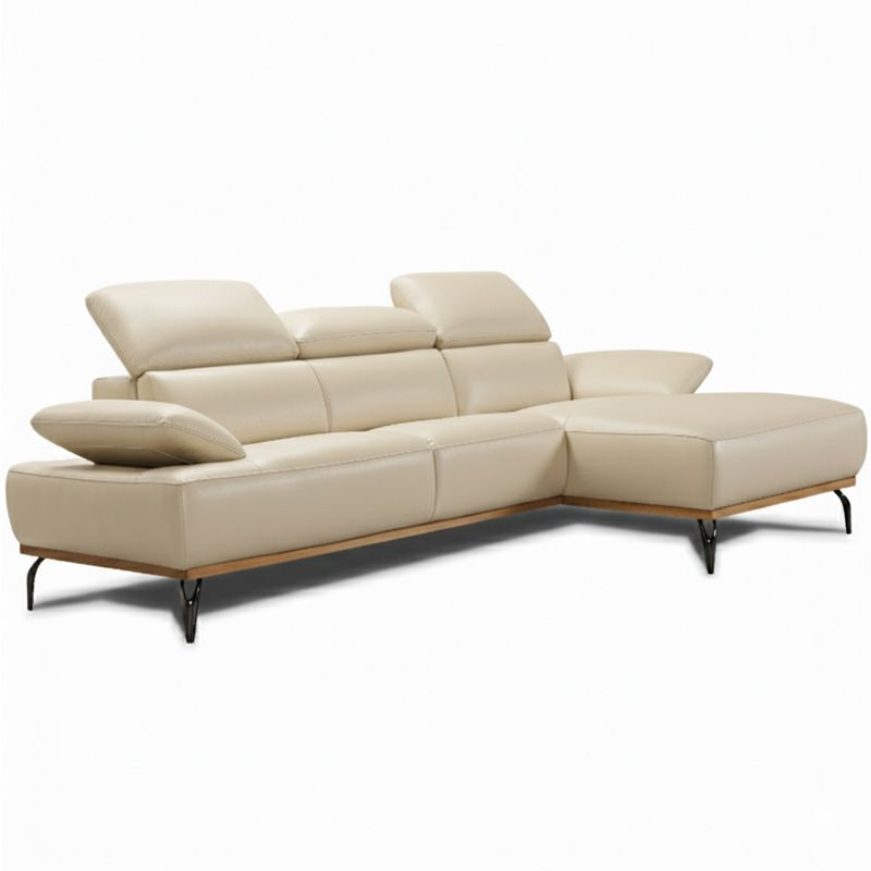 Canap&eacute; d'angle en cuir BURLEY BASE BOIS