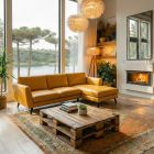 Canap&eacute; d'angle en cuir MERIMEE