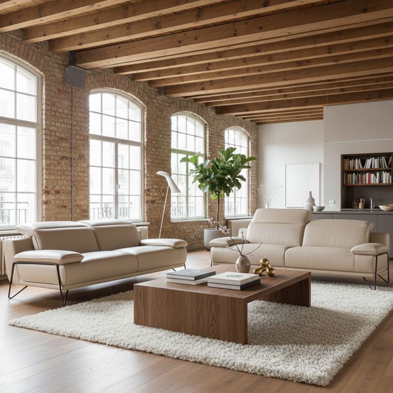 Canapé droit en cuir GALIA