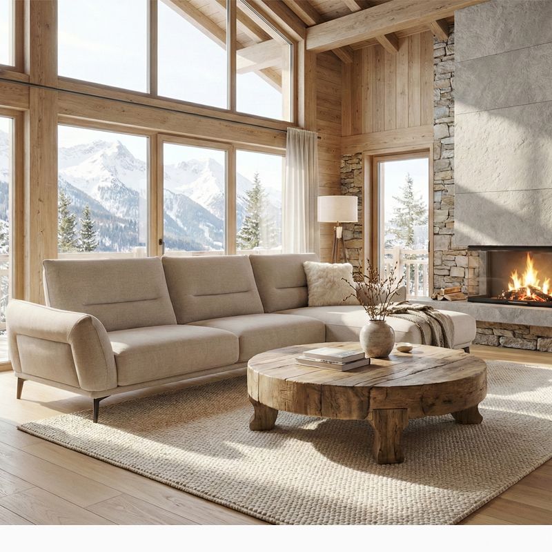 Canapé d'angle avance-recule en tissu MAELYA