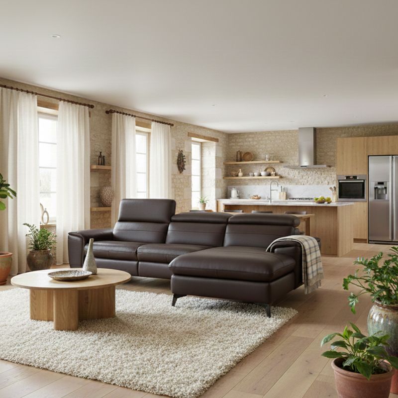 Canapé d'angle relax en cuir BELLINI