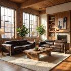 Canap&eacute; droit en cuir CANCUN