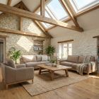 Canap&eacute; droit en cuir BRADY