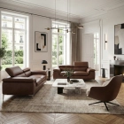 Canap&eacute; droit en cuir MADISON