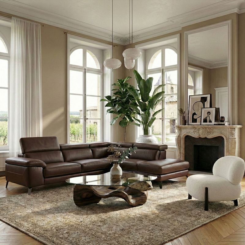 Canap&eacute; d'angle en cuir ESPERIA