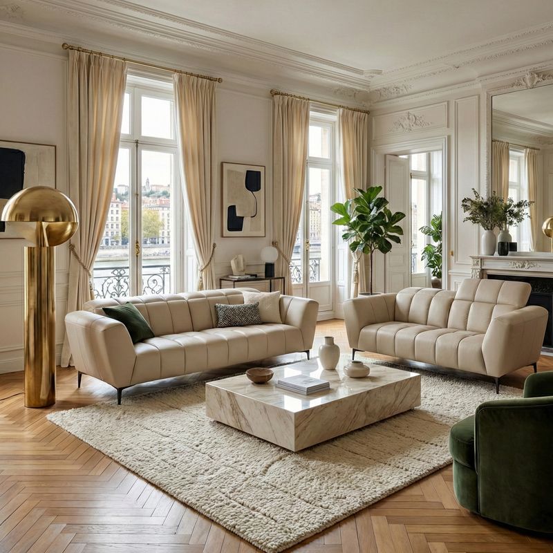 Canap&eacute; droit en cuir GABY 2