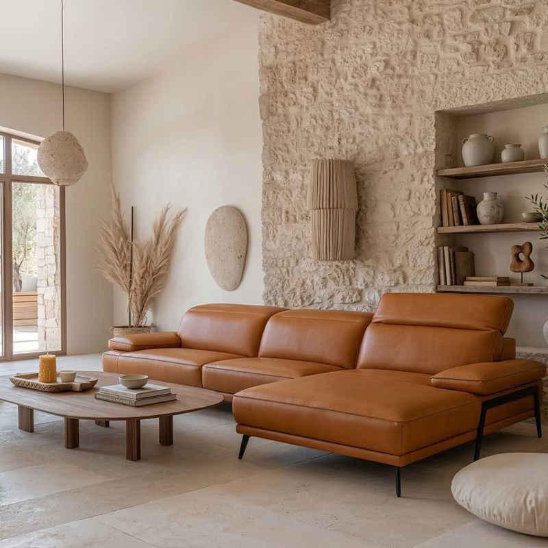 Canap&eacute; d'angle en cuir BELUNA