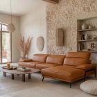 Canap&eacute; d'angle en cuir BELUNA