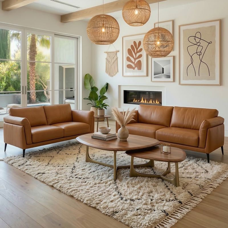 Canapé droit en cuir MICHA Canapé droit en cuir MICHA