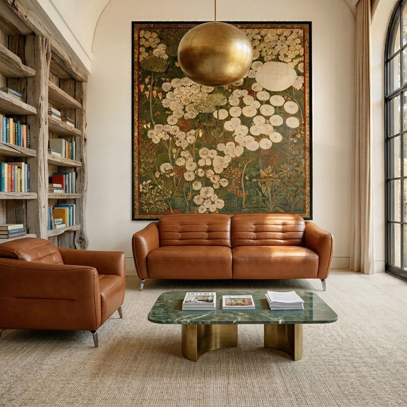 Canap&eacute; droit relax en cuir ELYSEE