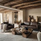 Canap&eacute; droit en cuir STAN