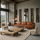 Canap&eacute; d'angle en cuir STAN