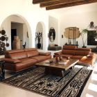 Canap&eacute; droit en cuir BURLEY BASE BOIS