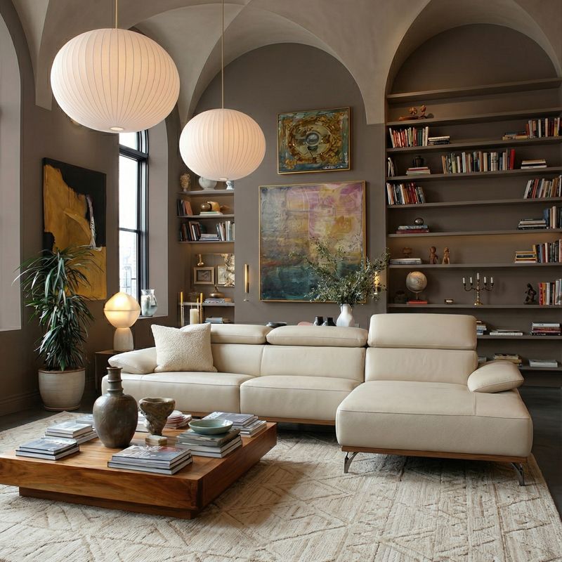 Canap&eacute; d'angle en cuir BURLEY BASE BOIS