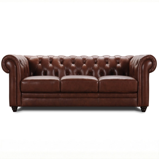 Canap&eacute; droit en cuir CHESTERFIELD