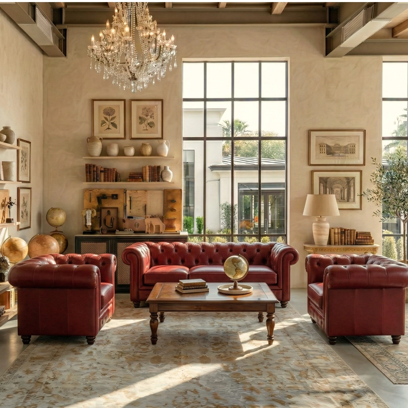 Canap&eacute; cuir Chesterfield