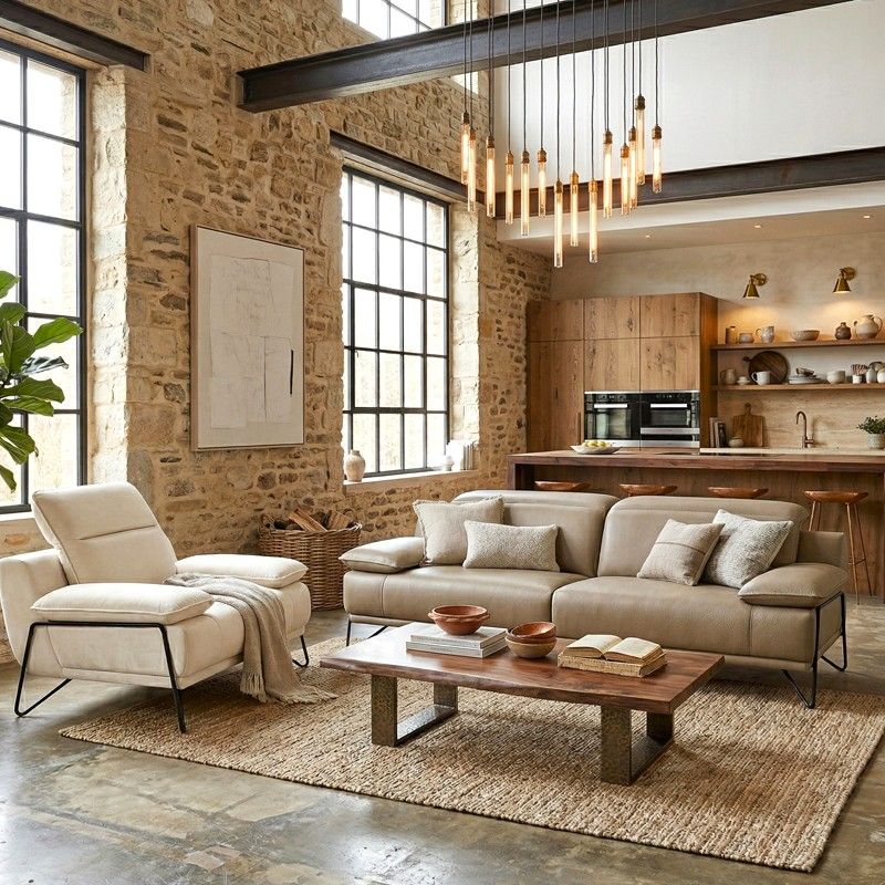 Canap&eacute; droit en cuir GALIA