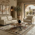 Canap&eacute; droit avance-recule en cuir MAELYA