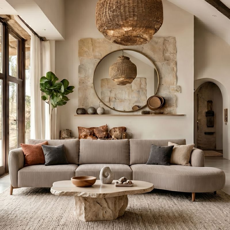 Canap&eacute; d'angle en tissu LUANA