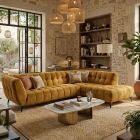 Canap&eacute; d'angle en tissu CURBY