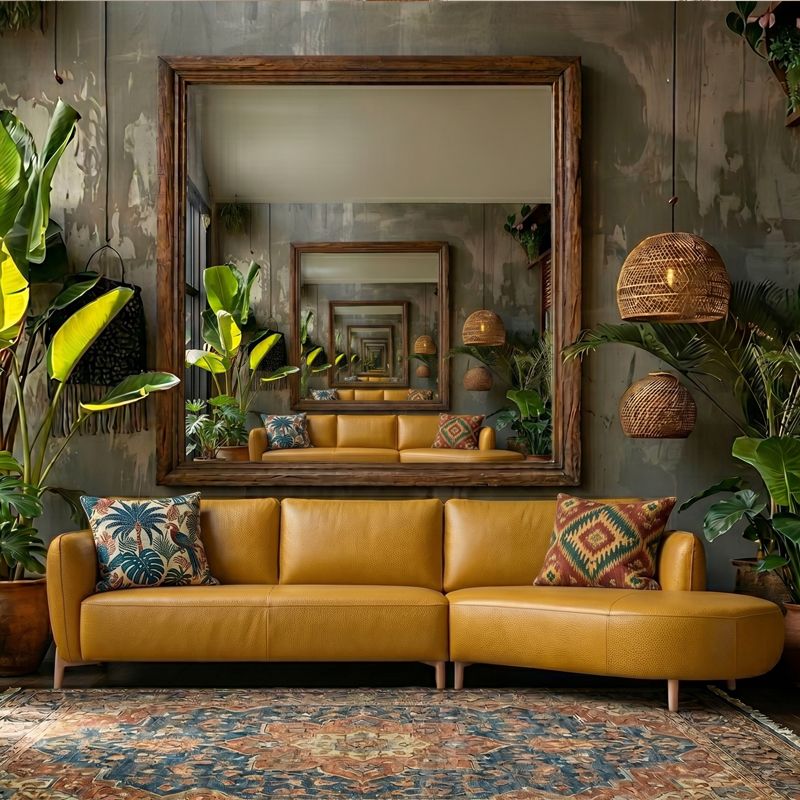 Canap&eacute; d'angle en cuir LUANA