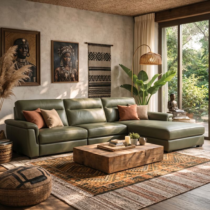 Canap&eacute; d'angle relax en cuir JONAS