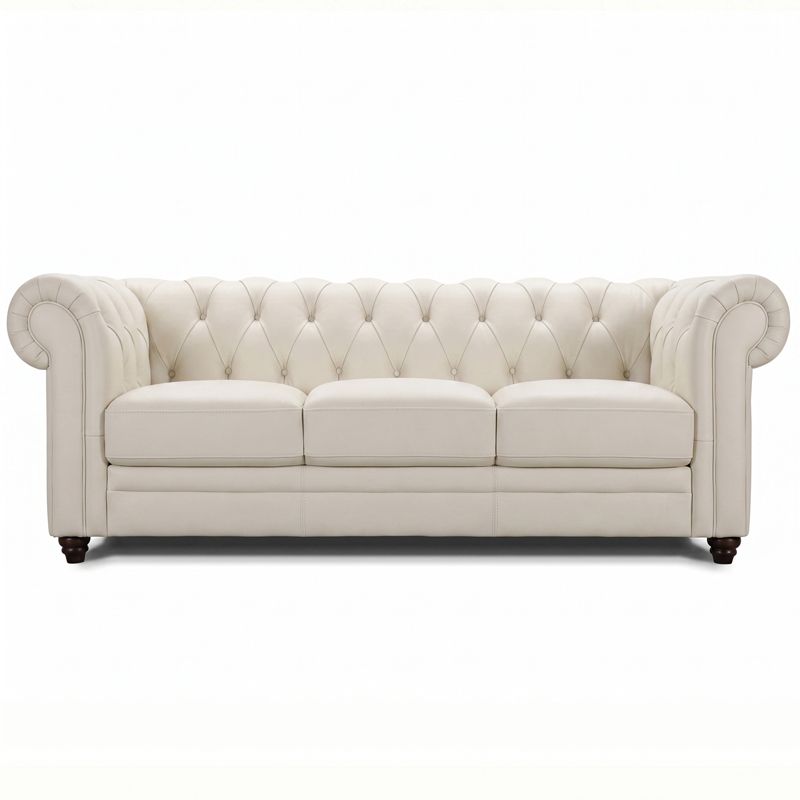 Canap&eacute; droit en cuir CHESTERFIELD