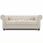 Canap&eacute; droit en cuir CHESTERFIELD