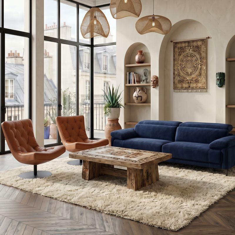 Fauteuil pivotant en cuir GRANT