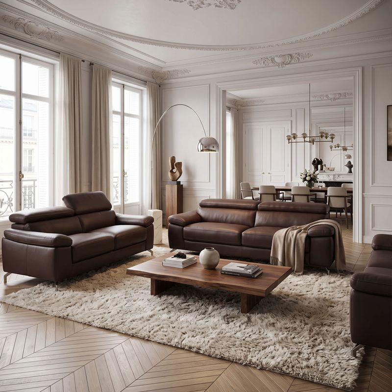 Canap&eacute; droit relax en cuir MOA