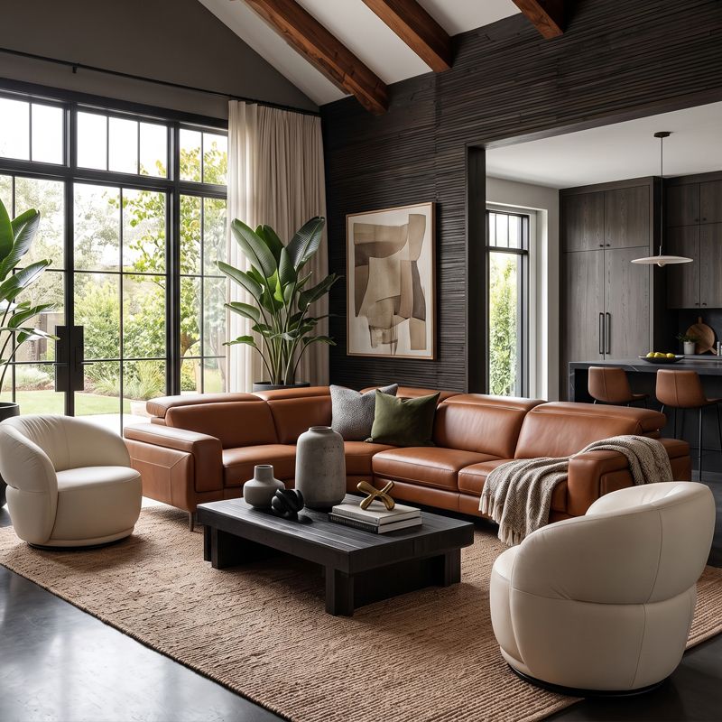Fauteuil pivotant en cuir CALISSO