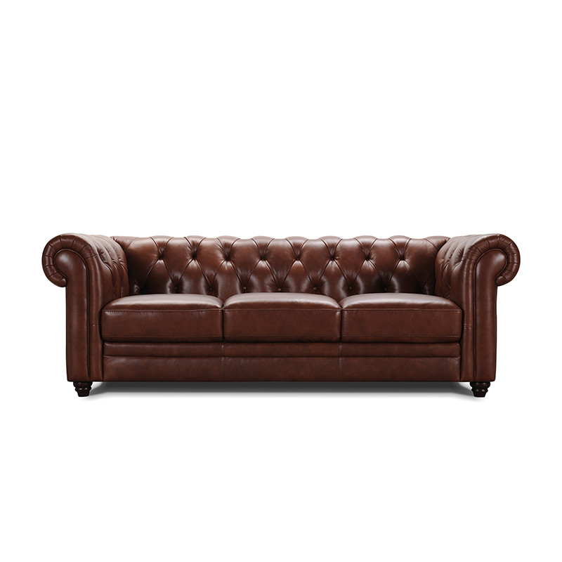 Canapé droit en cuir CHESTERFIELD