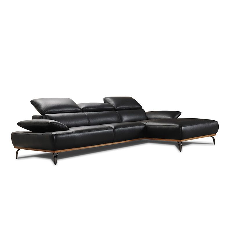 Canapé d'angle en cuir BURLEY BASE BOIS